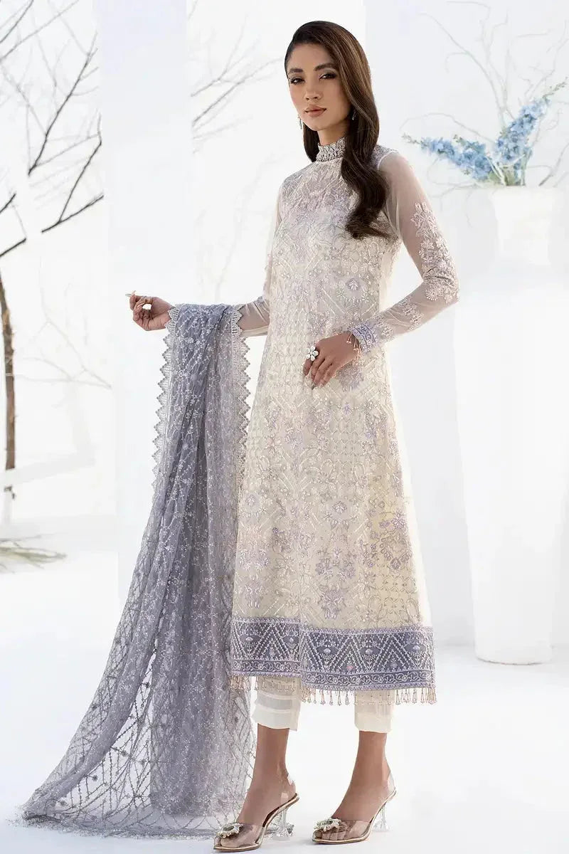 Zarif | LA CELESTE LUXURY Formals | ZLC 02 PEARL WHITE - Aqsa Fabrics