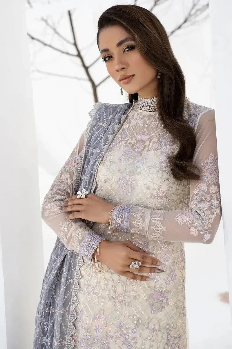 Zarif | LA CELESTE LUXURY Formals | ZLC 02 PEARL WHITE - Aqsa Fabrics