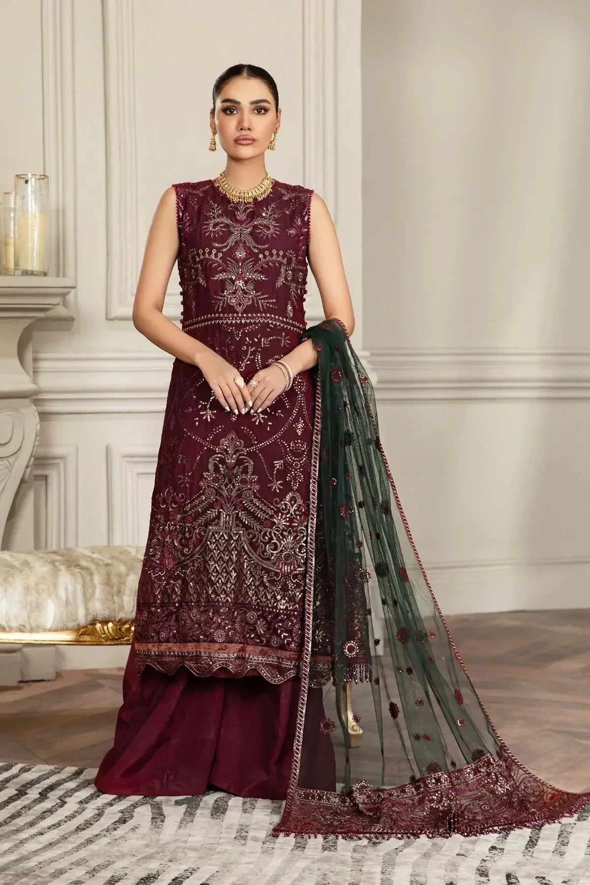Zarif | Mehroz Formals  | Berry Wood - Aqsa Fabrics