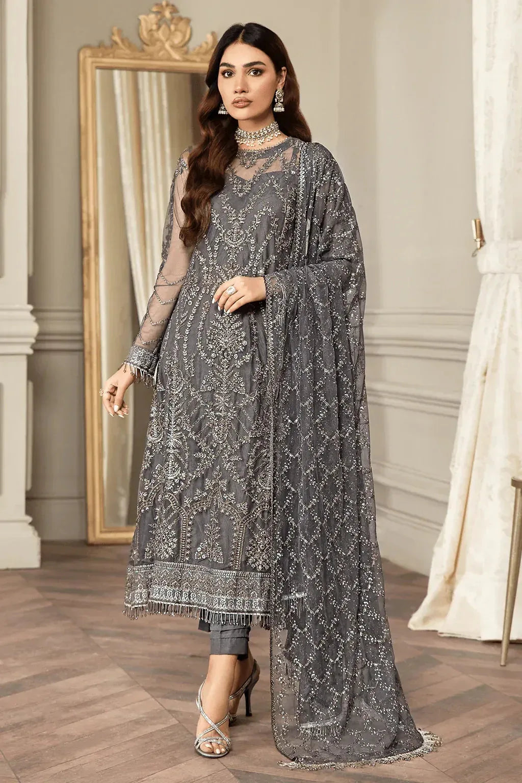 Zarif | Mehroz Formals | Storm Grey - Aqsa Fabrics