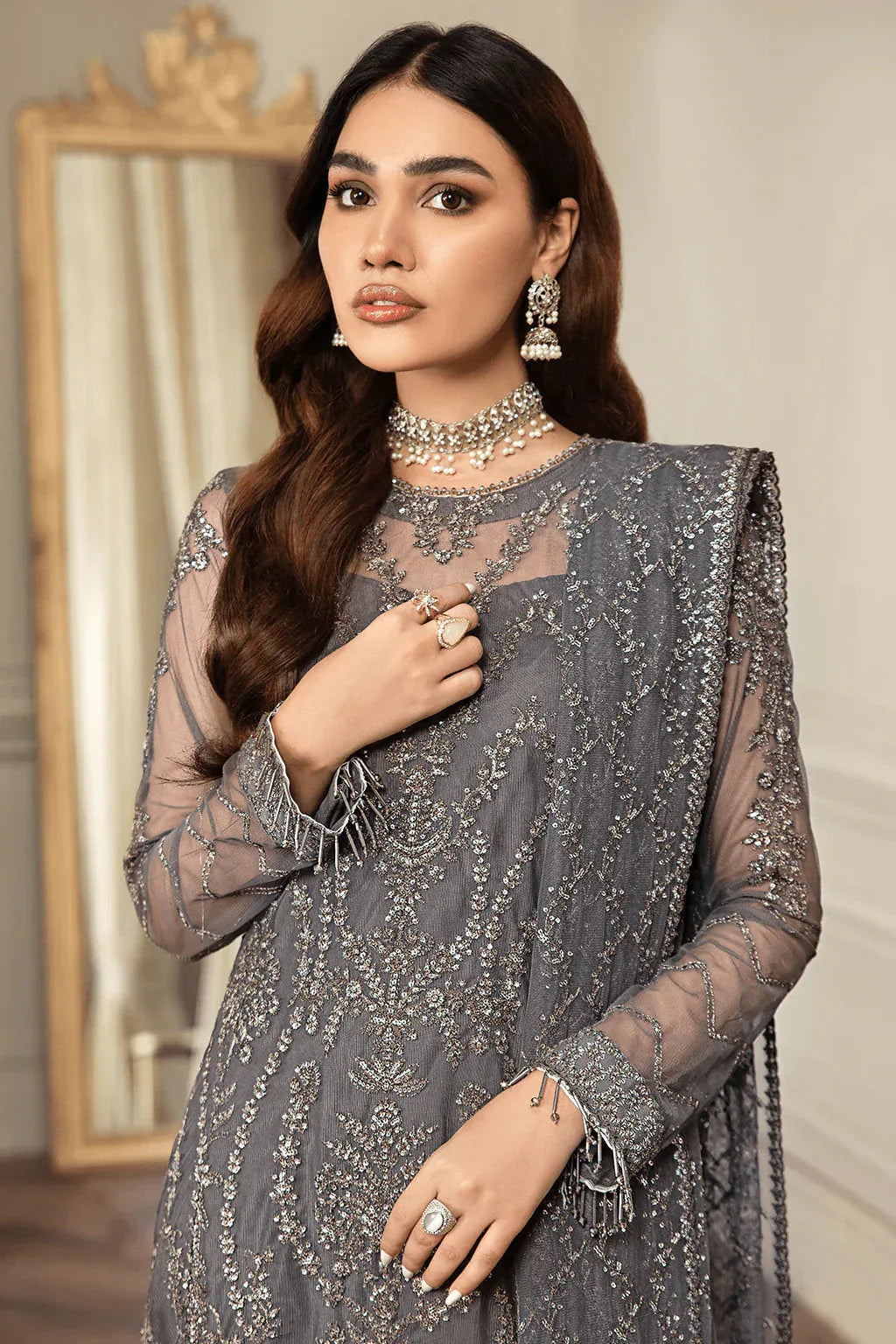 Zarif | Mehroz Formals | Storm Grey - Aqsa Fabrics