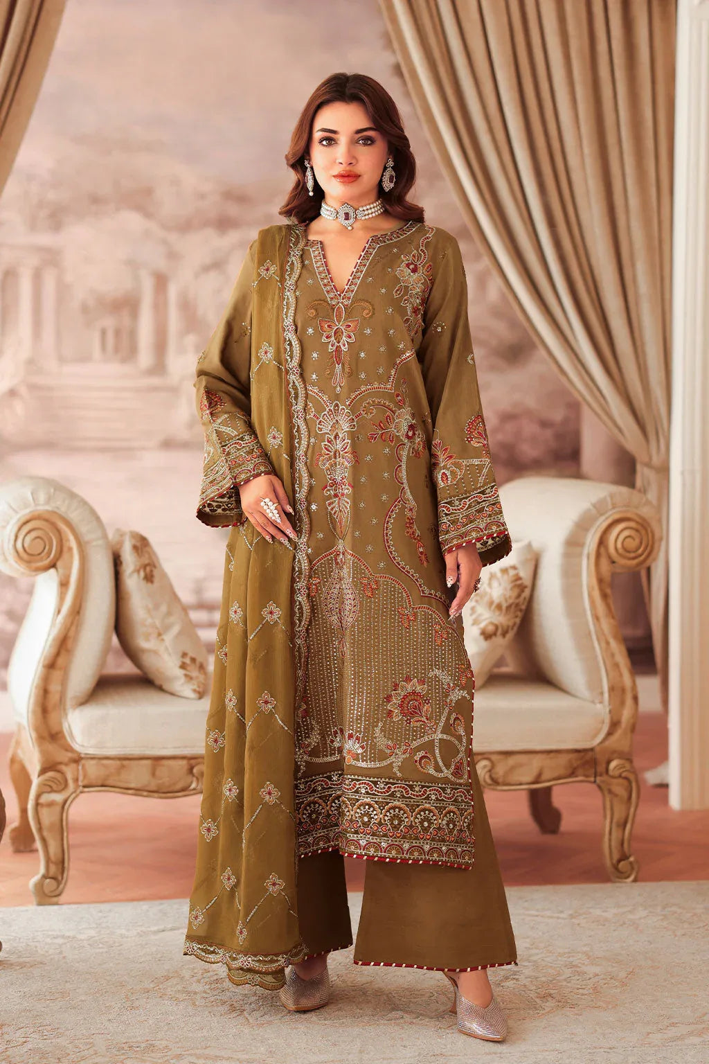 Ramsha | Aangan Luxury Raw silk | AA-210 - Aqsa Fabrics