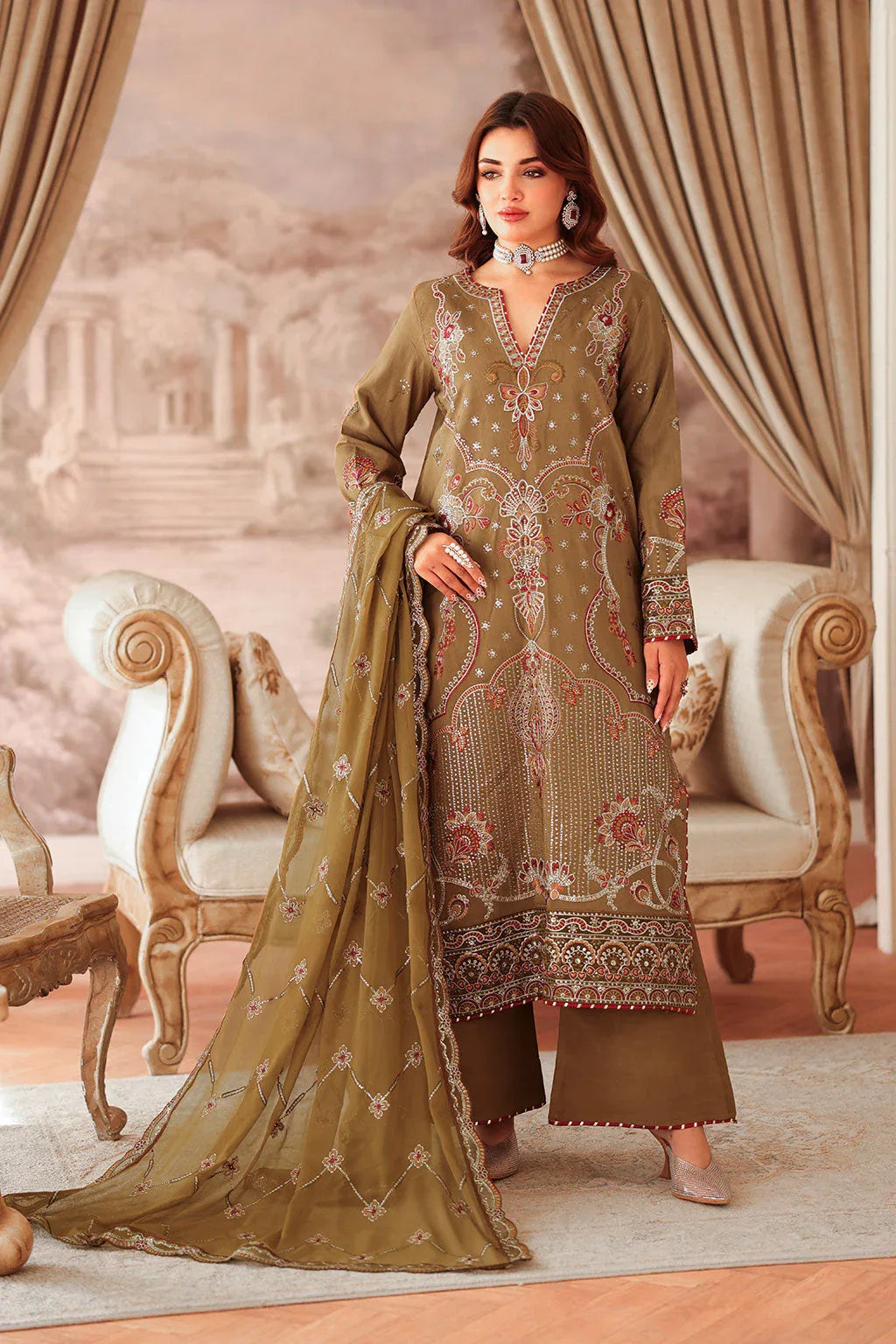 Ramsha | Aangan Luxury Raw silk | AA-210 - Aqsa Fabrics