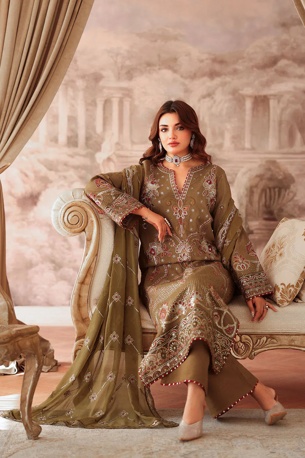 Ramsha | Aangan Luxury Raw silk | AA-210 - Aqsa Fabrics
