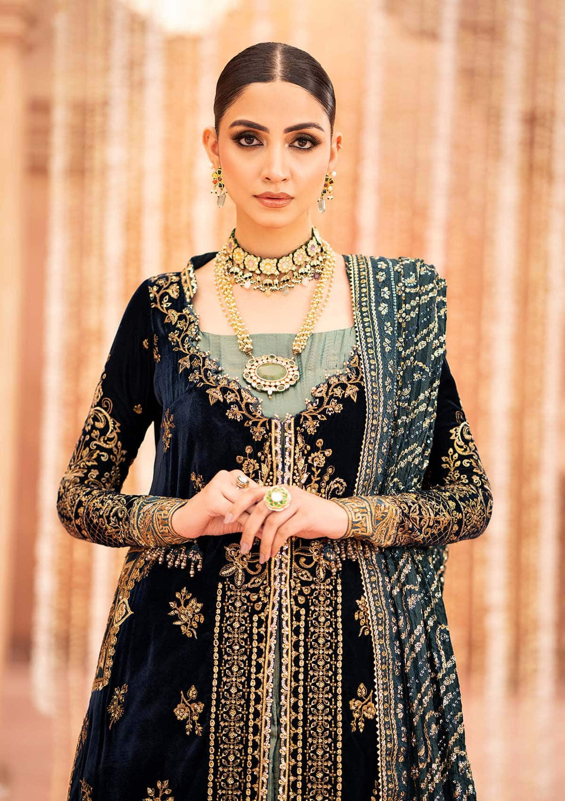 Aik Atelier | Zardozi Velvet 23 | 01 - Aqsa Fabrics