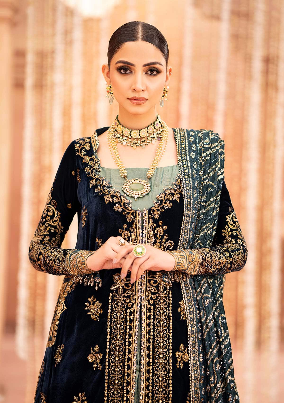 Aik Atelier | Zardozi Velvet 23 | 01 - Aqsa Fabrics