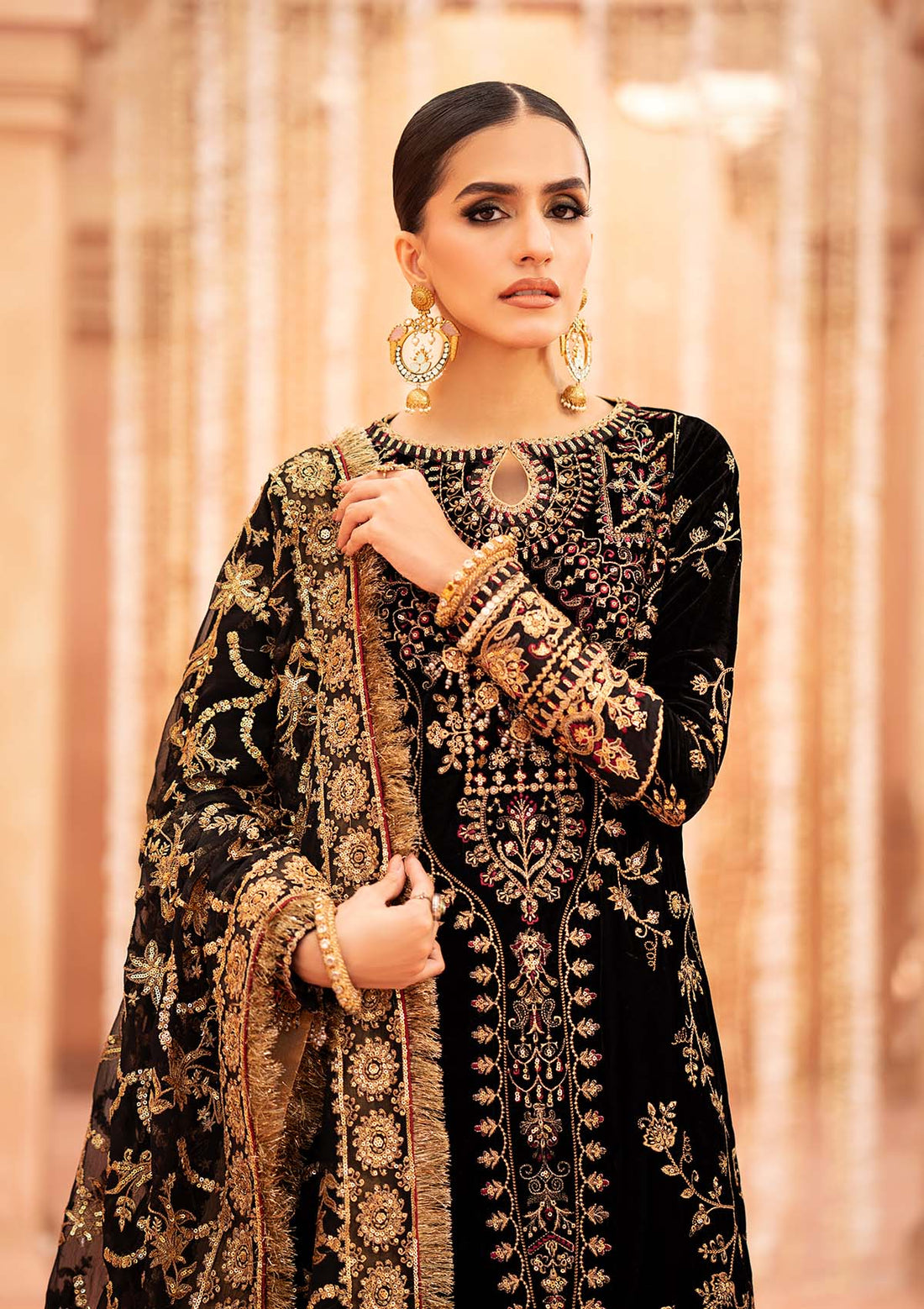 Aik Atelier | Zardozi Velvet 23 | 02 - Aqsa Fabrics