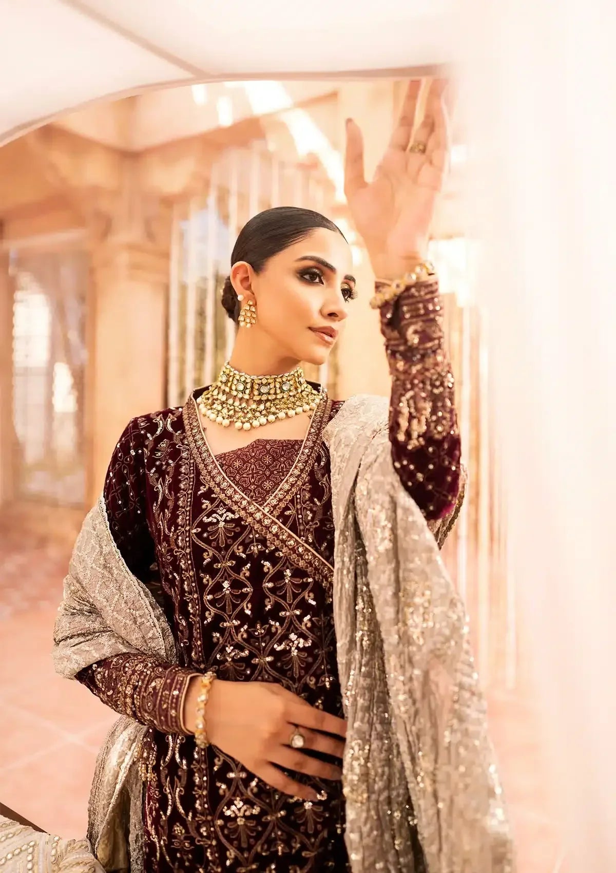 Aik Atelier | Zardozi Velvet 23 | 08 - Aqsa Fabrics