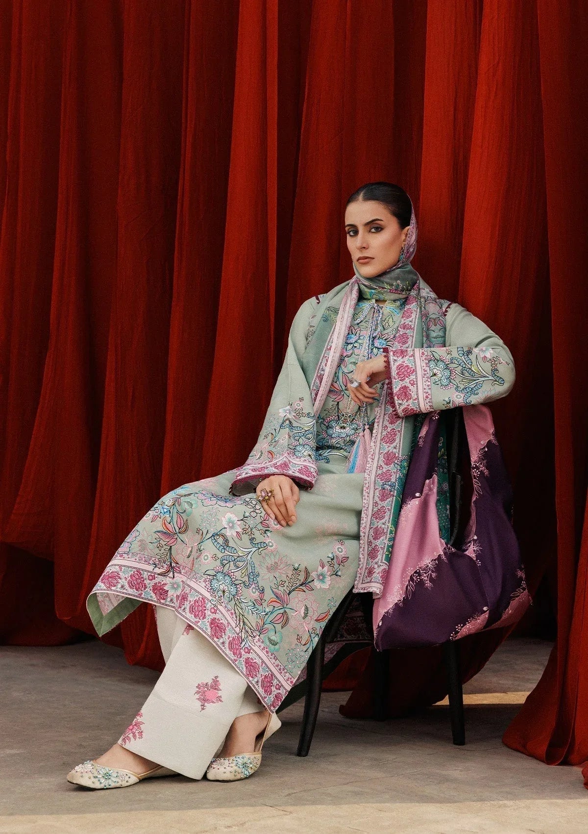 Aik Atelier | Roz Khaddar | AIK ROZ '25 D2 - LOOK 06 - Aqsa Fabrics