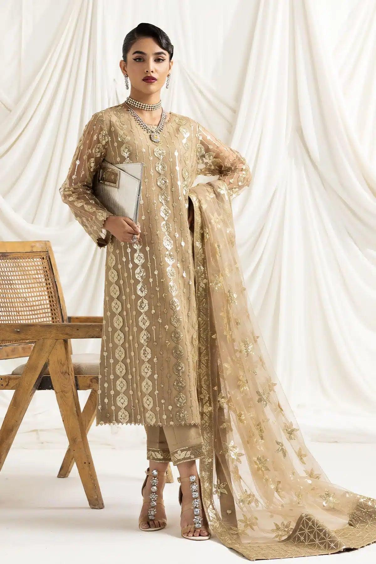 Alizeh | Dua Formals 23 | DUA-V02D01B- AIREEN(IVORY BEIGE) - Aqsa Fabrics