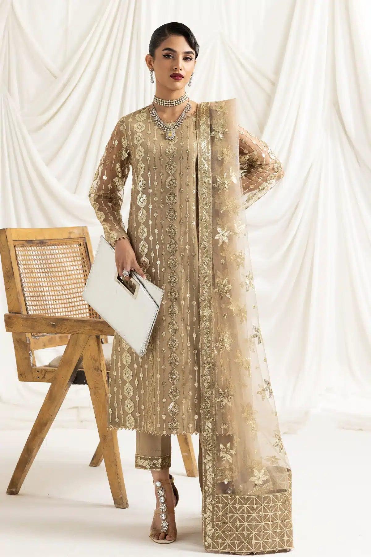 Alizeh | Dua Formals 23 | DUA-V02D01B- AIREEN(IVORY BEIGE) - Aqsa Fabrics