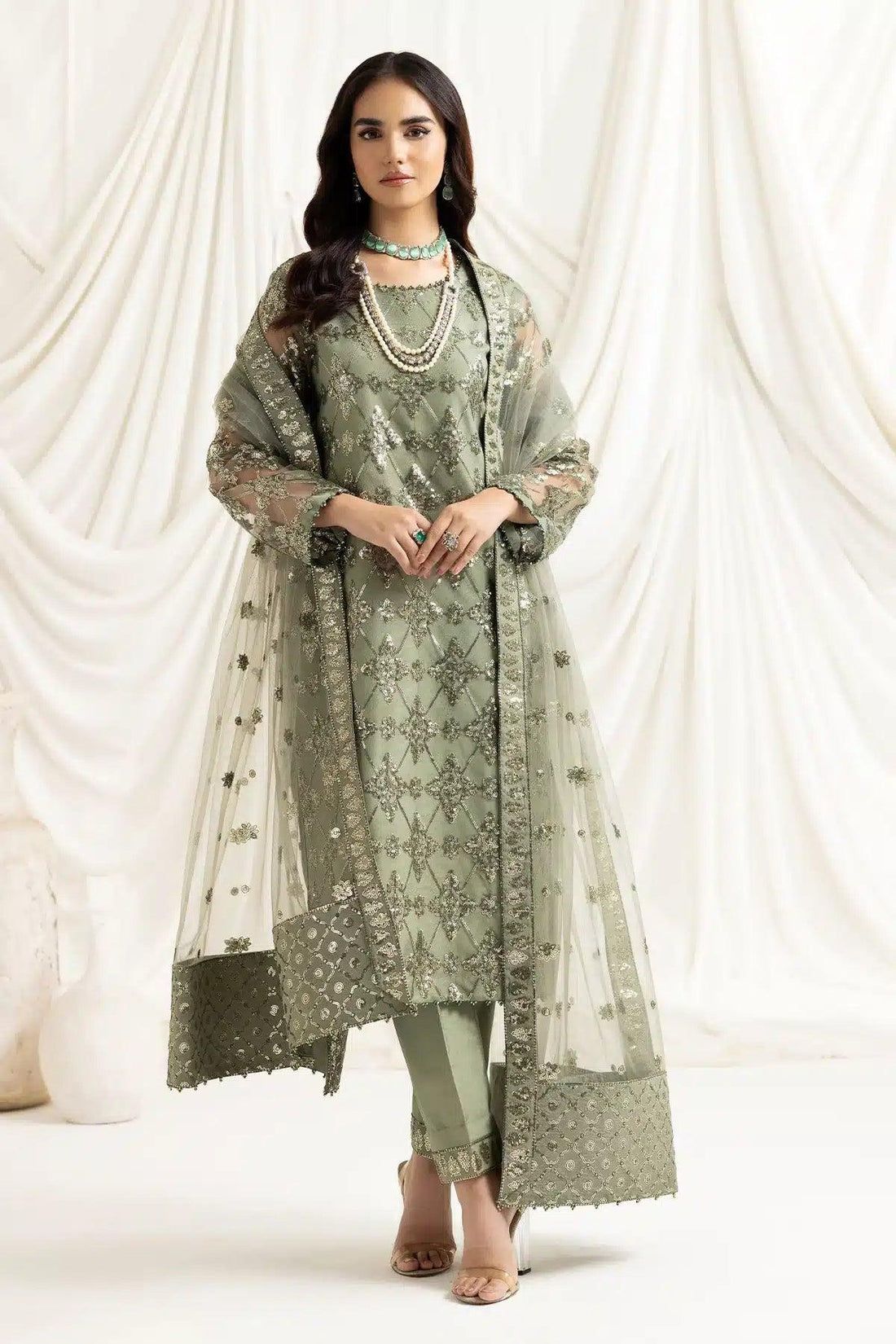 Alizeh | Dua Formals 23 | DUA-V02D02B-ALARA(PISTACHIO) - Aqsa Fabrics
