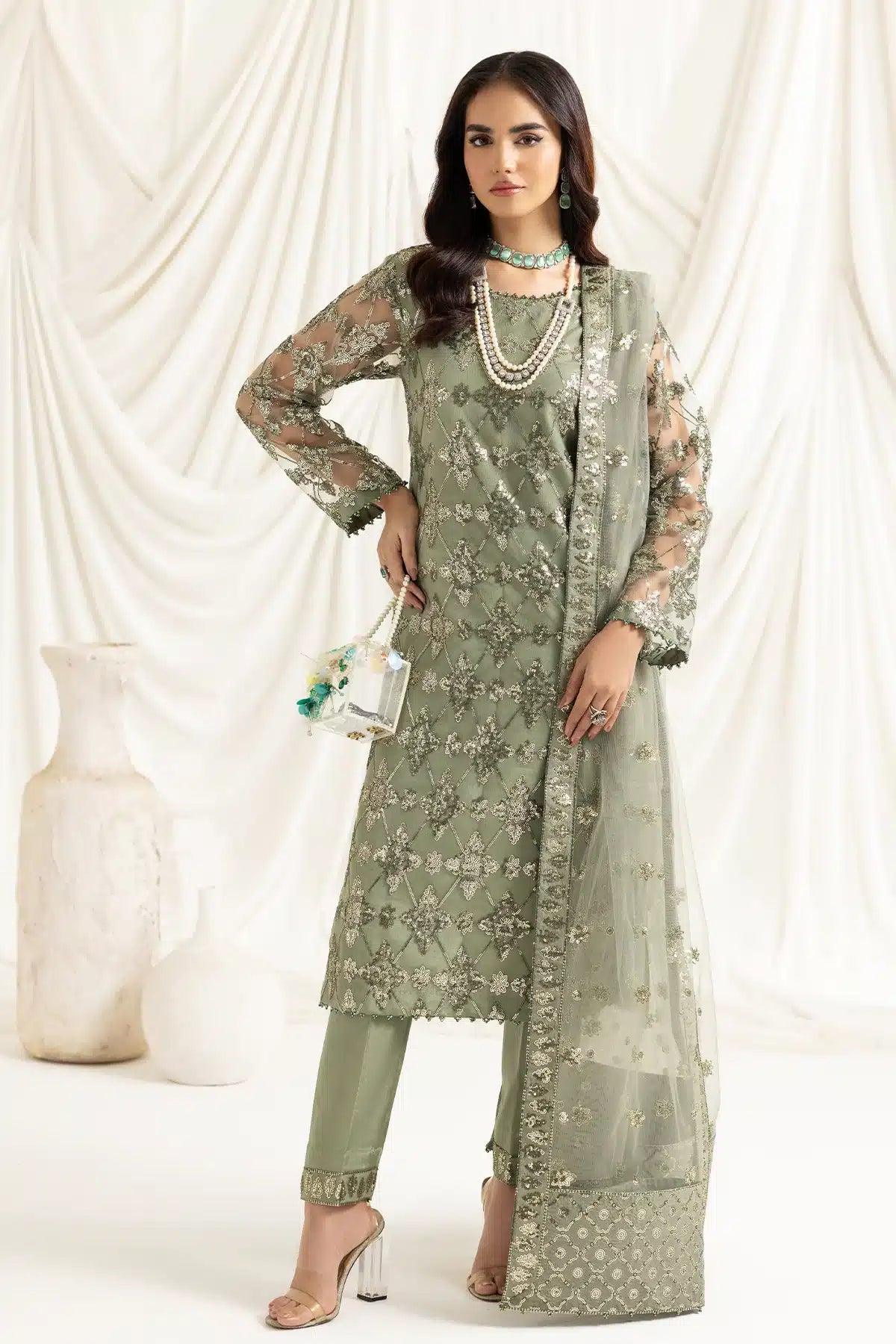 Alizeh | Dua Formals 23 | DUA-V02D02B-ALARA(PISTACHIO) - Aqsa Fabrics