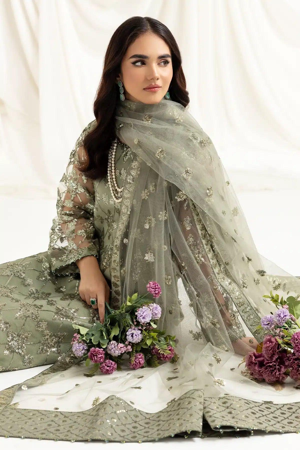 Alizeh | Dua Formals 23 | DUA-V02D02B-ALARA(PISTACHIO) - Aqsa Fabrics