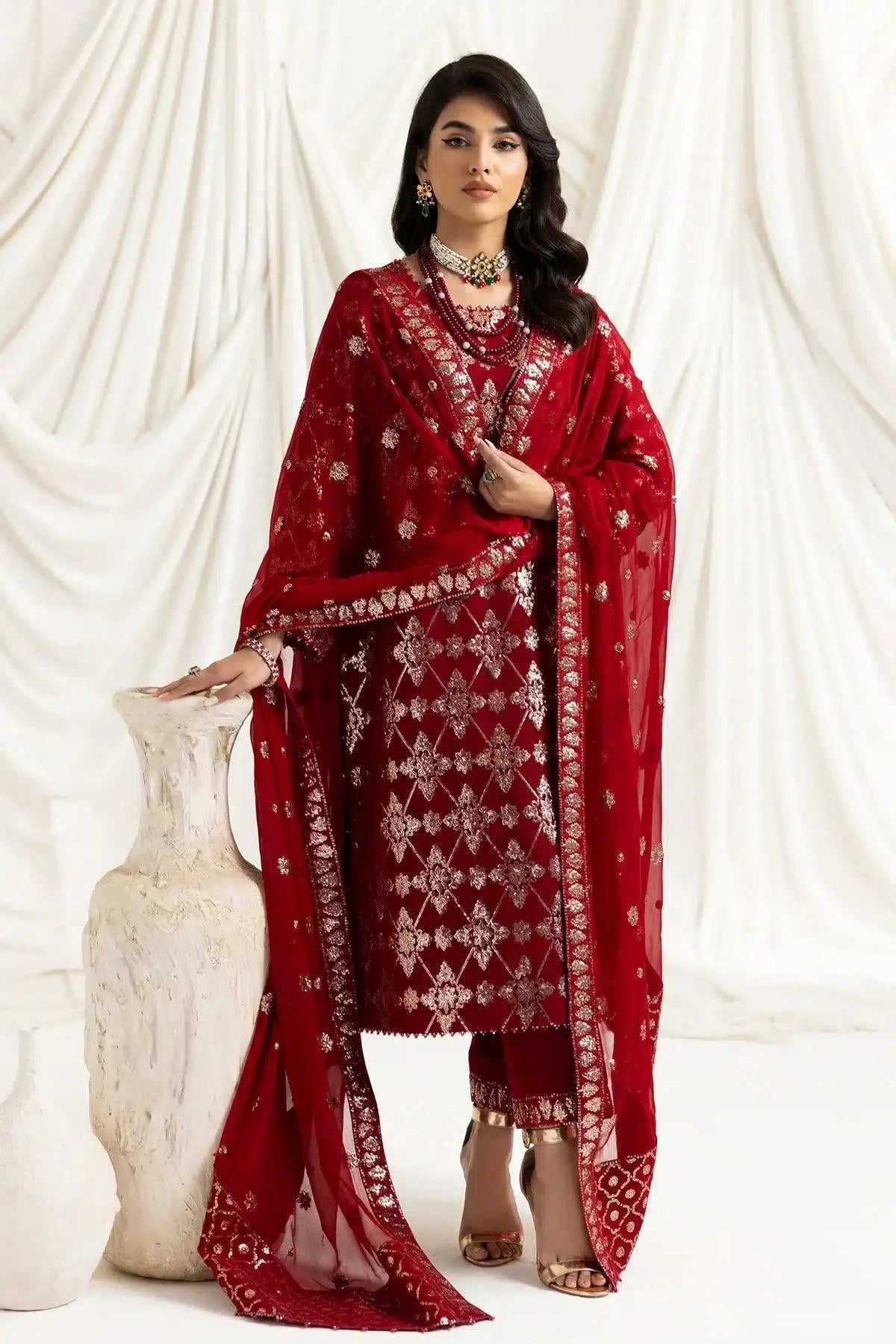 Alizeh | Dua Formals 23 | DUA-V02D02A-ALARA(RED) - Aqsa Fabrics