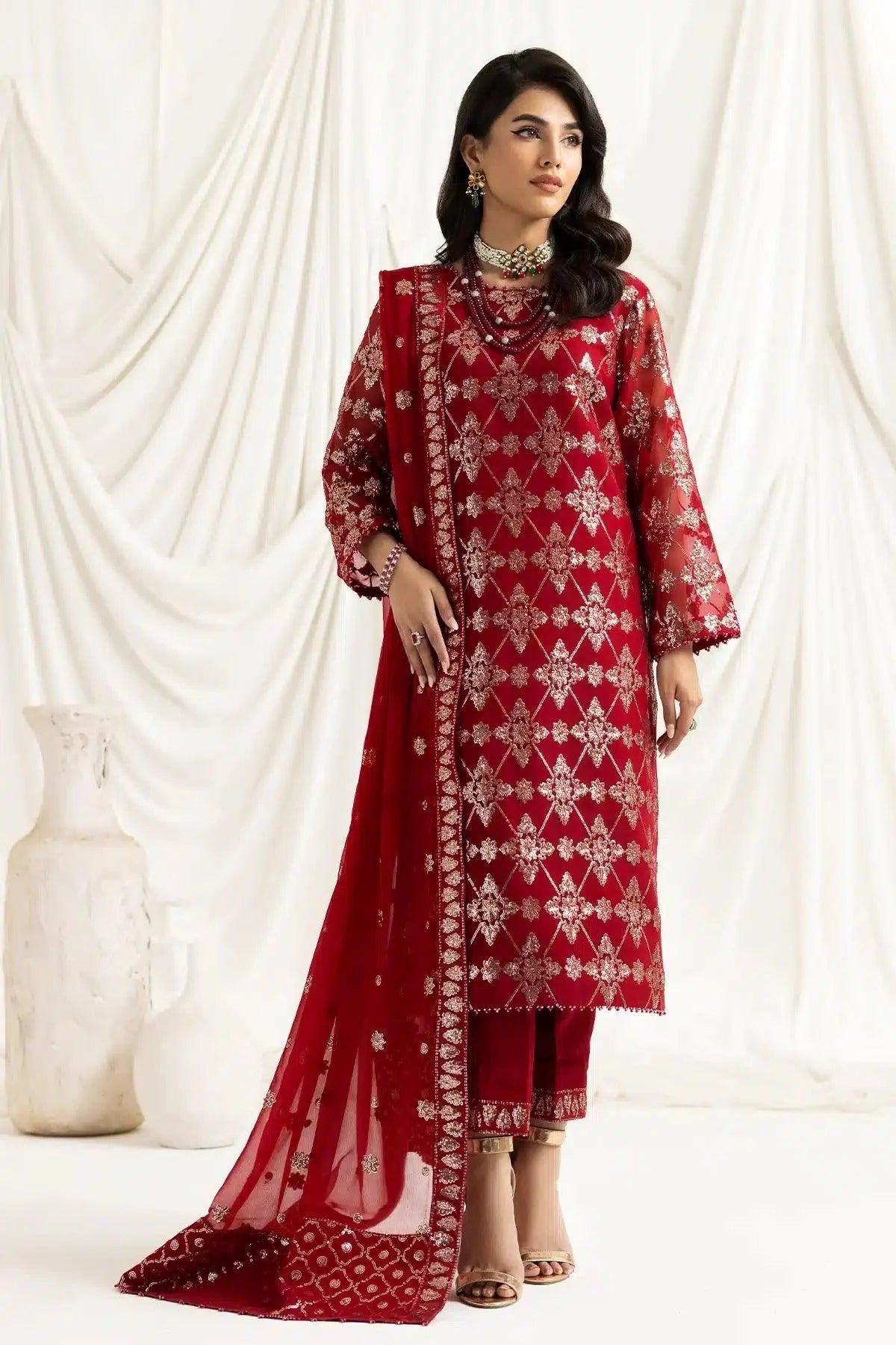 Alizeh | Dua Formals 23 | DUA-V02D02A-ALARA(RED) - Aqsa Fabrics