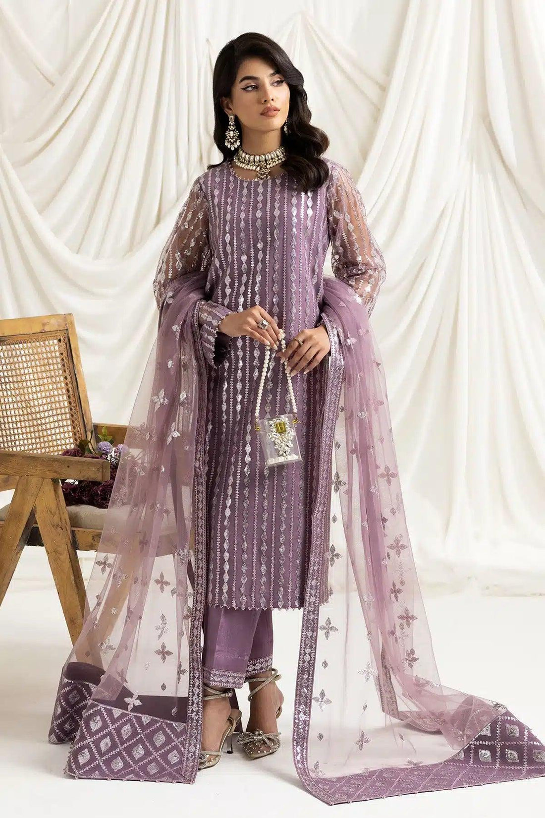 Alizeh | Dua Formals 23 | DUA-V02D03B-AYSAL(LILAC) - Aqsa Fabrics