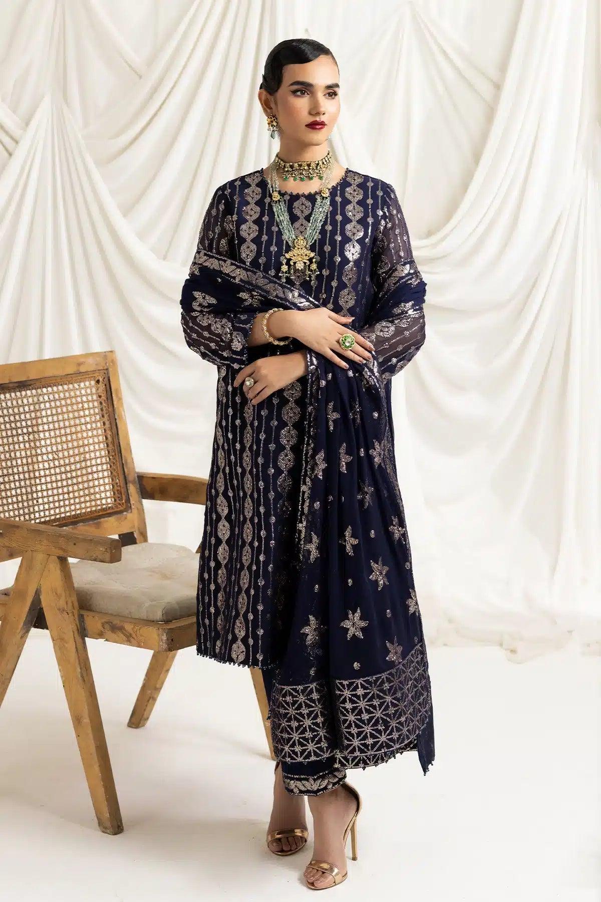 Alizeh | Dua Formals 23 | DUA-V02D01A- AIREEN(NAVY BLUE) - Aqsa Fabrics