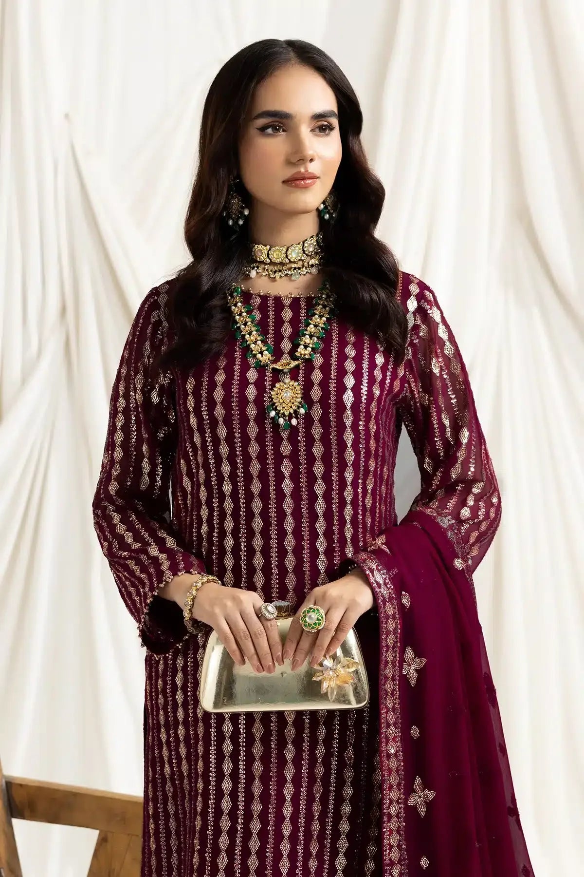 Alizeh | Dua Formals 23 | DUA-V02D03A-AYSAL(MAGENTA) - Aqsa Fabrics
