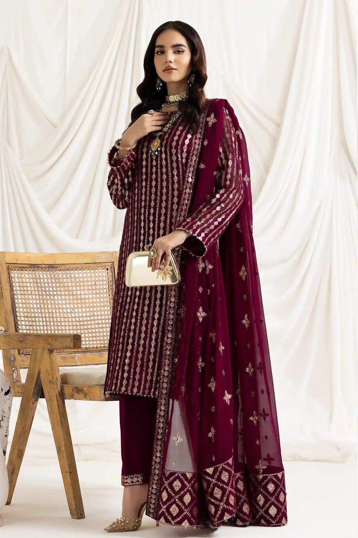 Alizeh | Dua Formals 23 | DUA-V02D03A-AYSAL(MAGENTA) - Aqsa Fabrics