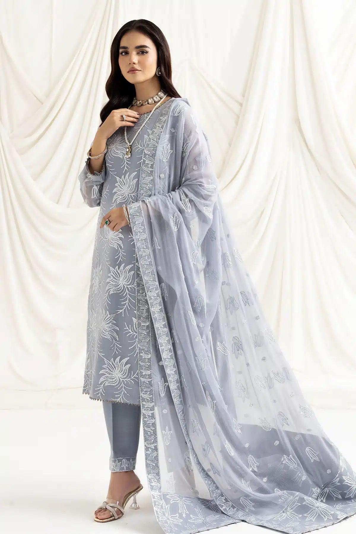 Alizeh | Dua Formals 23 | DUA-V02D05B-ELNAZ(GREY) - Aqsa Fabrics