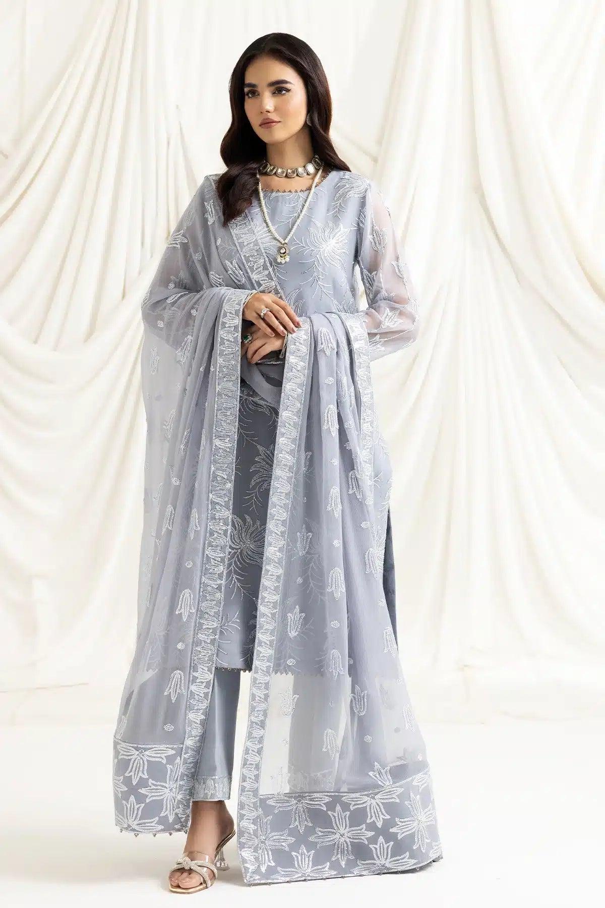 Alizeh | Dua Formals 23 | DUA-V02D05B-ELNAZ(GREY) - Aqsa Fabrics