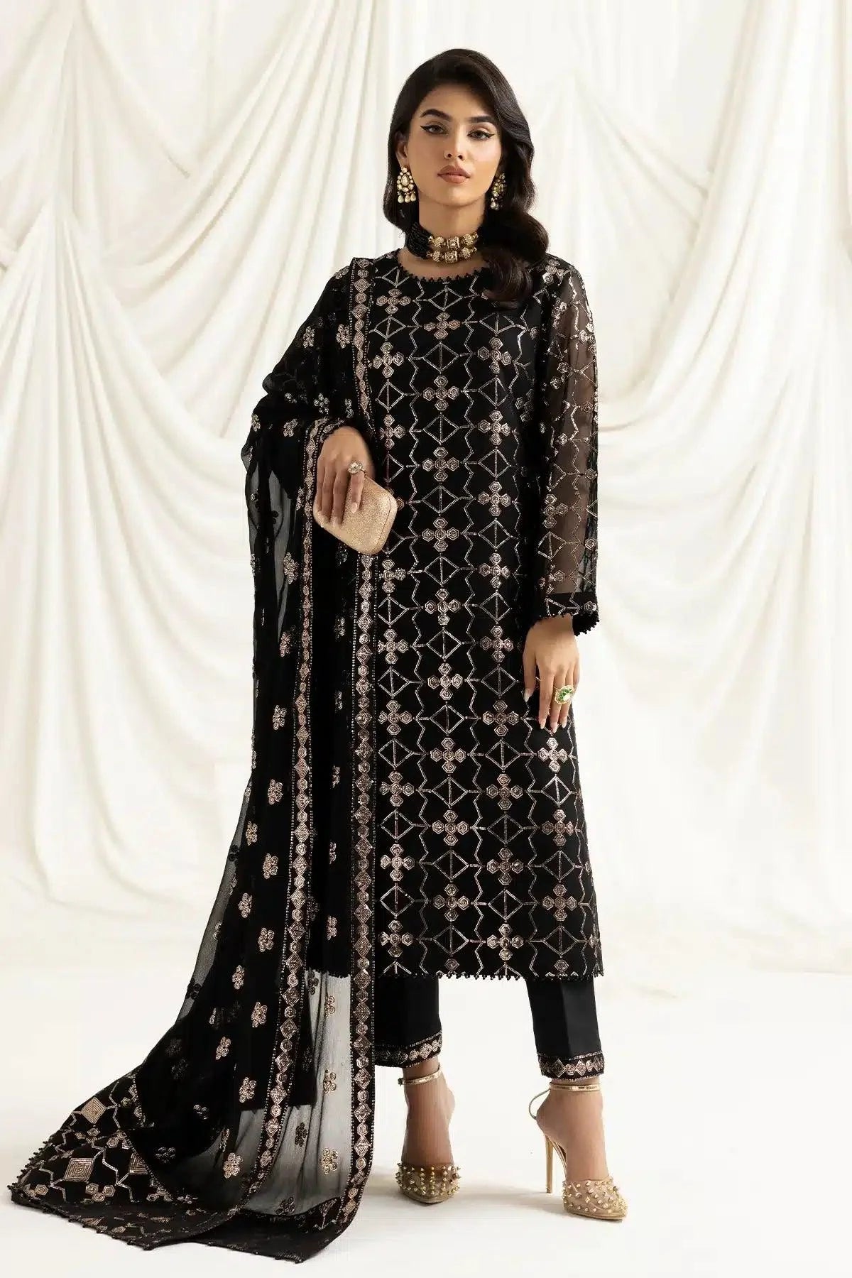 Alizeh | Dua Formals 23 | DUA-V02D04A-NAZIK(BLACK) - Aqsa Fabrics
