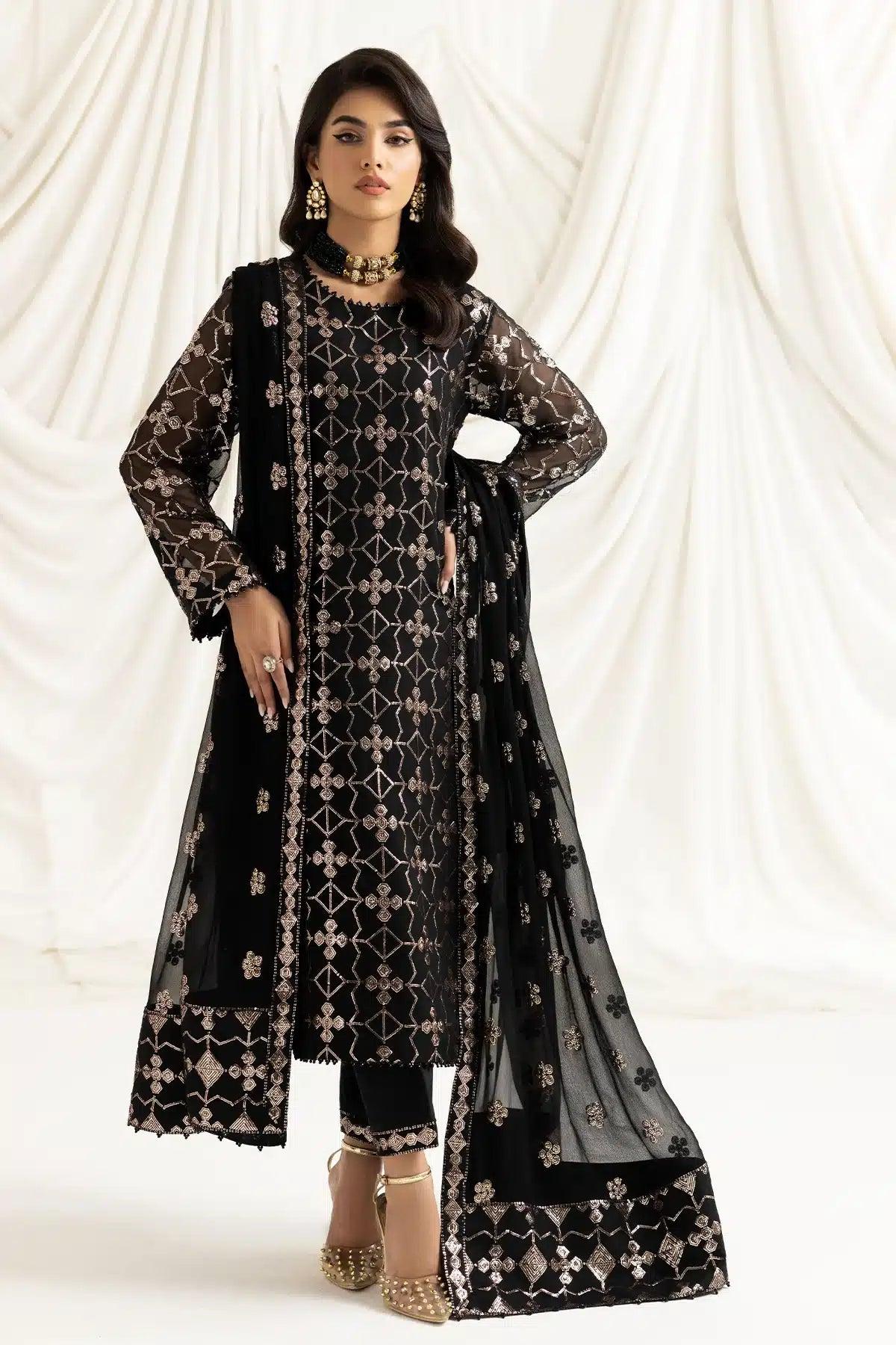 Alizeh | Dua Formals 23 | DUA-V02D04A-NAZIK(BLACK) - Aqsa Fabrics
