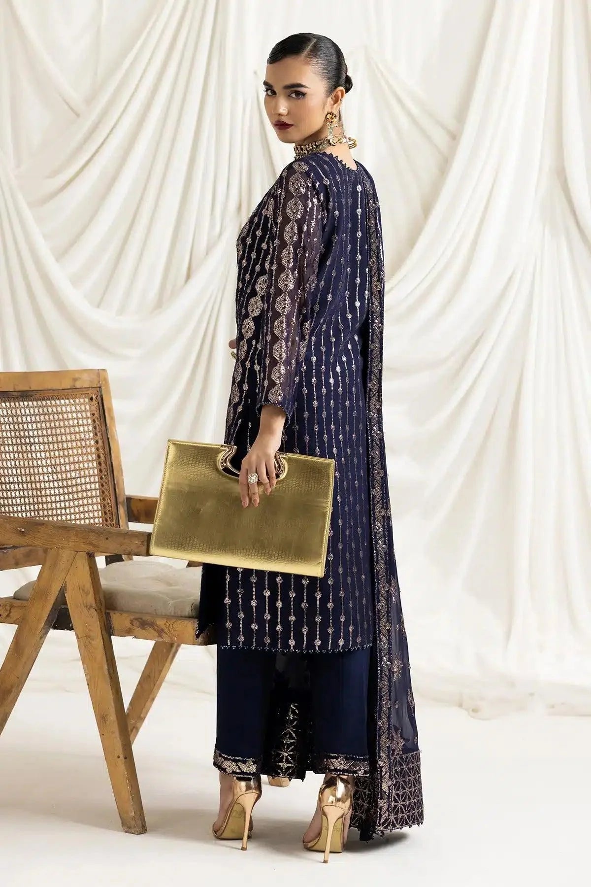 Alizeh | Dua Formals 23 | DUA-V02D01A- AIREEN(NAVY BLUE) - Aqsa Fabrics