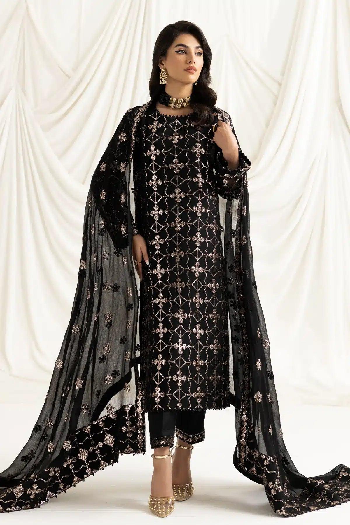 Alizeh | Dua Formals 23 | DUA-V02D04A-NAZIK(BLACK) - Aqsa Fabrics