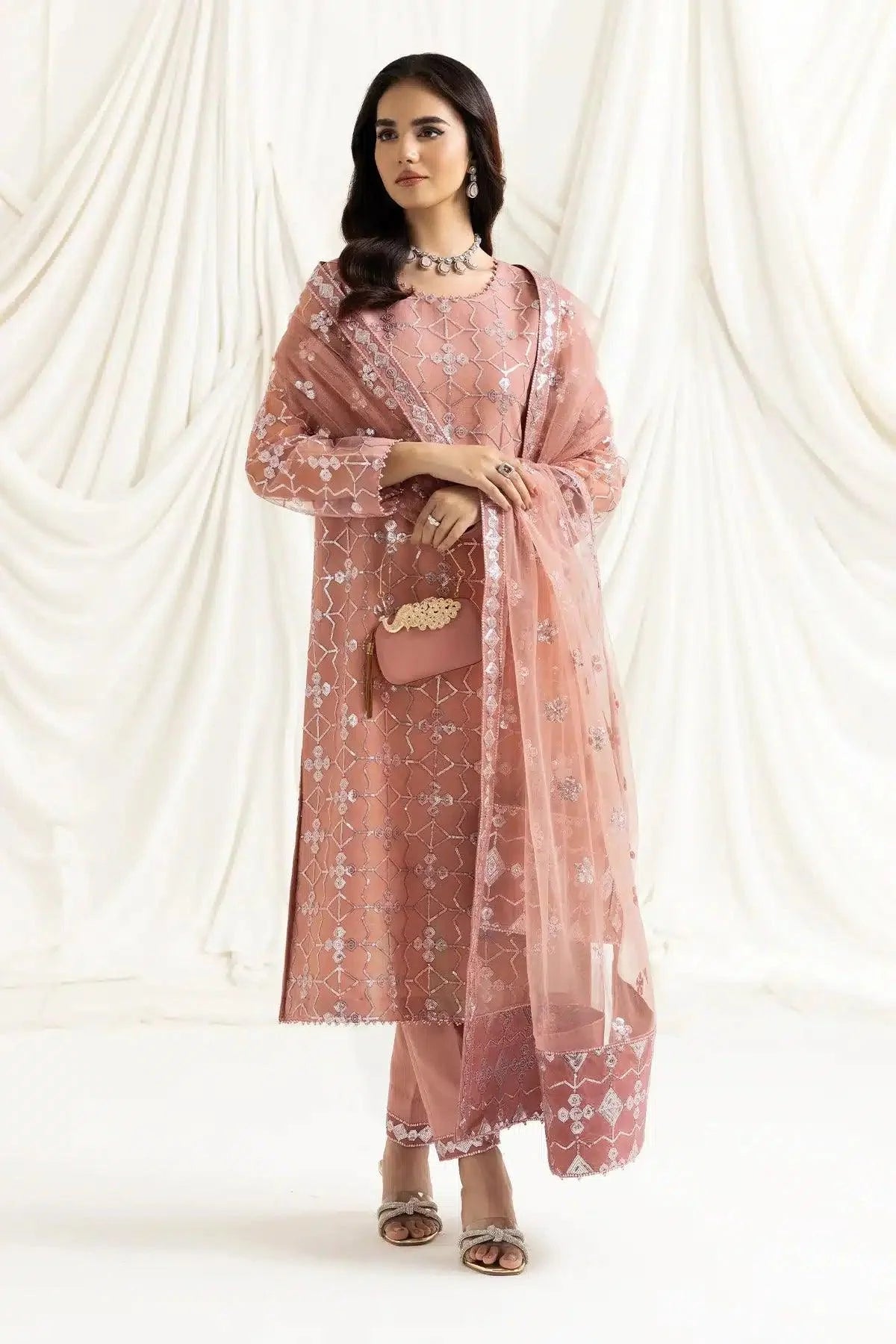 Alizeh | Dua Formals 23 | DUA-V02D04B-NAZIK(PINK) - Aqsa Fabrics
