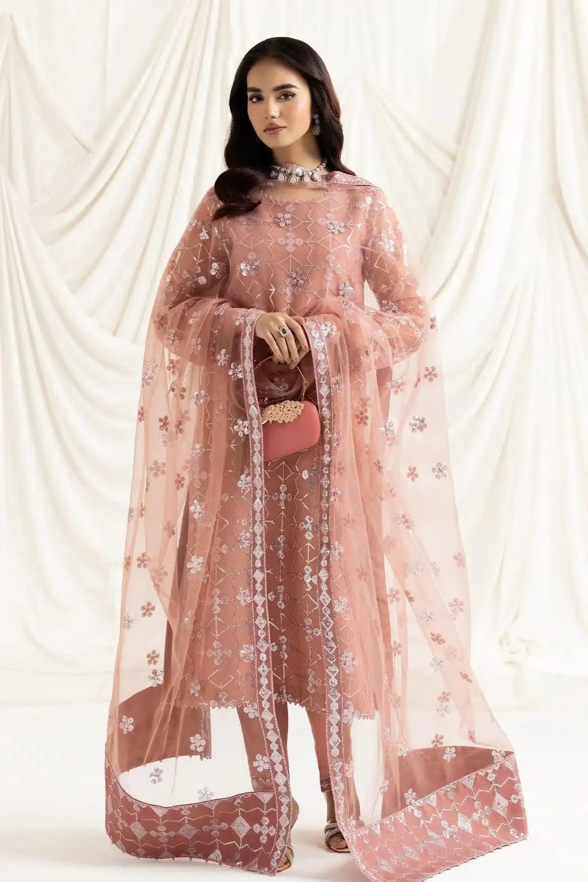 Alizeh | Dua Formals 23 | DUA-V02D04B-NAZIK(PINK) - Aqsa Fabrics