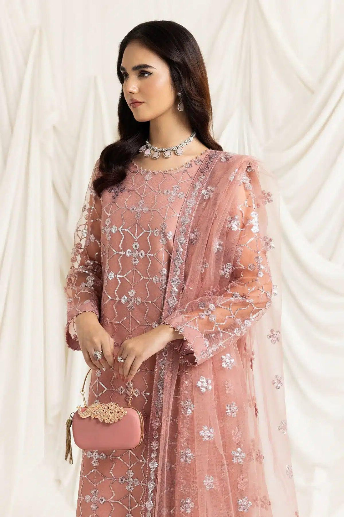 Alizeh | Dua Formals 23 | DUA-V02D04B-NAZIK(PINK) - Aqsa Fabrics