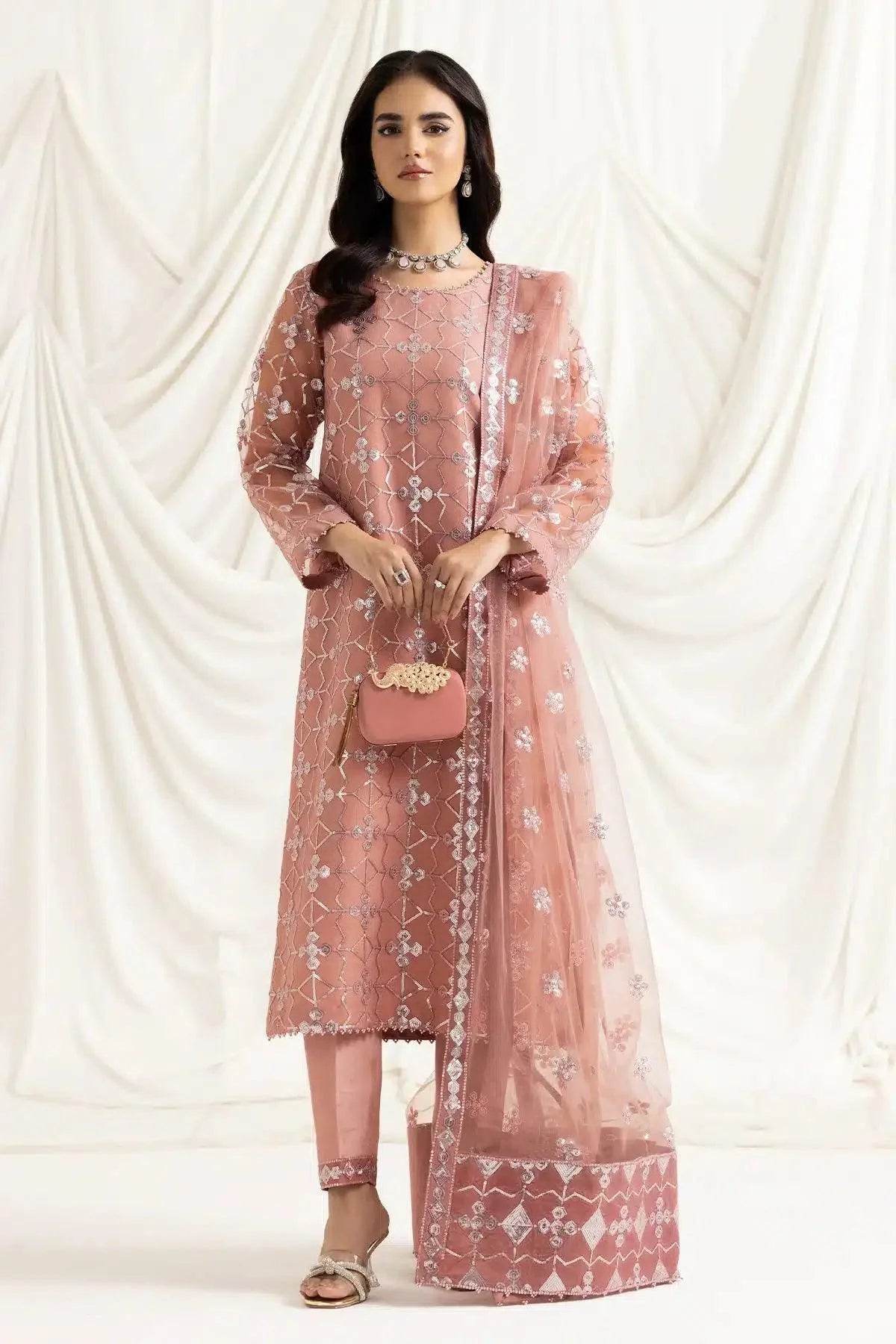 Alizeh | Dua Formals 23 | DUA-V02D04B-NAZIK(PINK) - Aqsa Fabrics