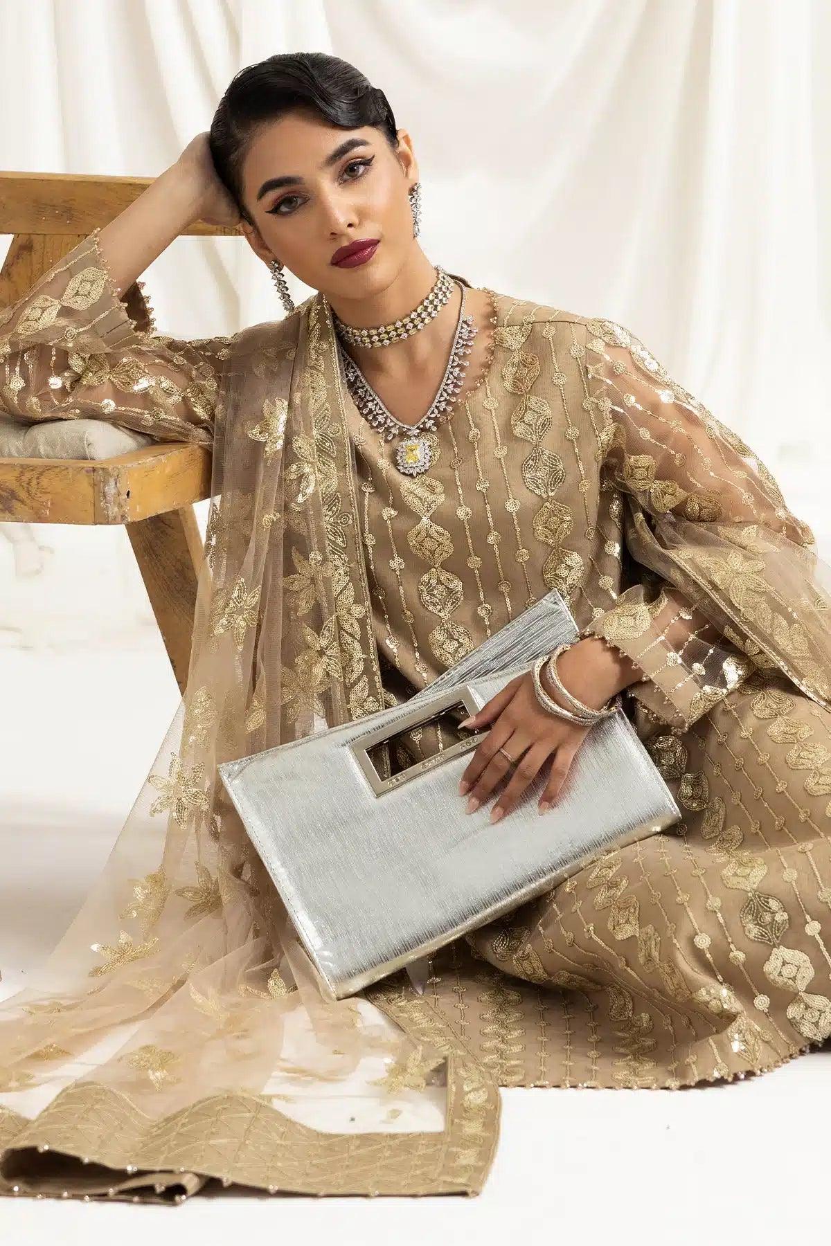 Alizeh | Dua Formals 23 | DUA-V02D01B- AIREEN(IVORY BEIGE) - Aqsa Fabrics