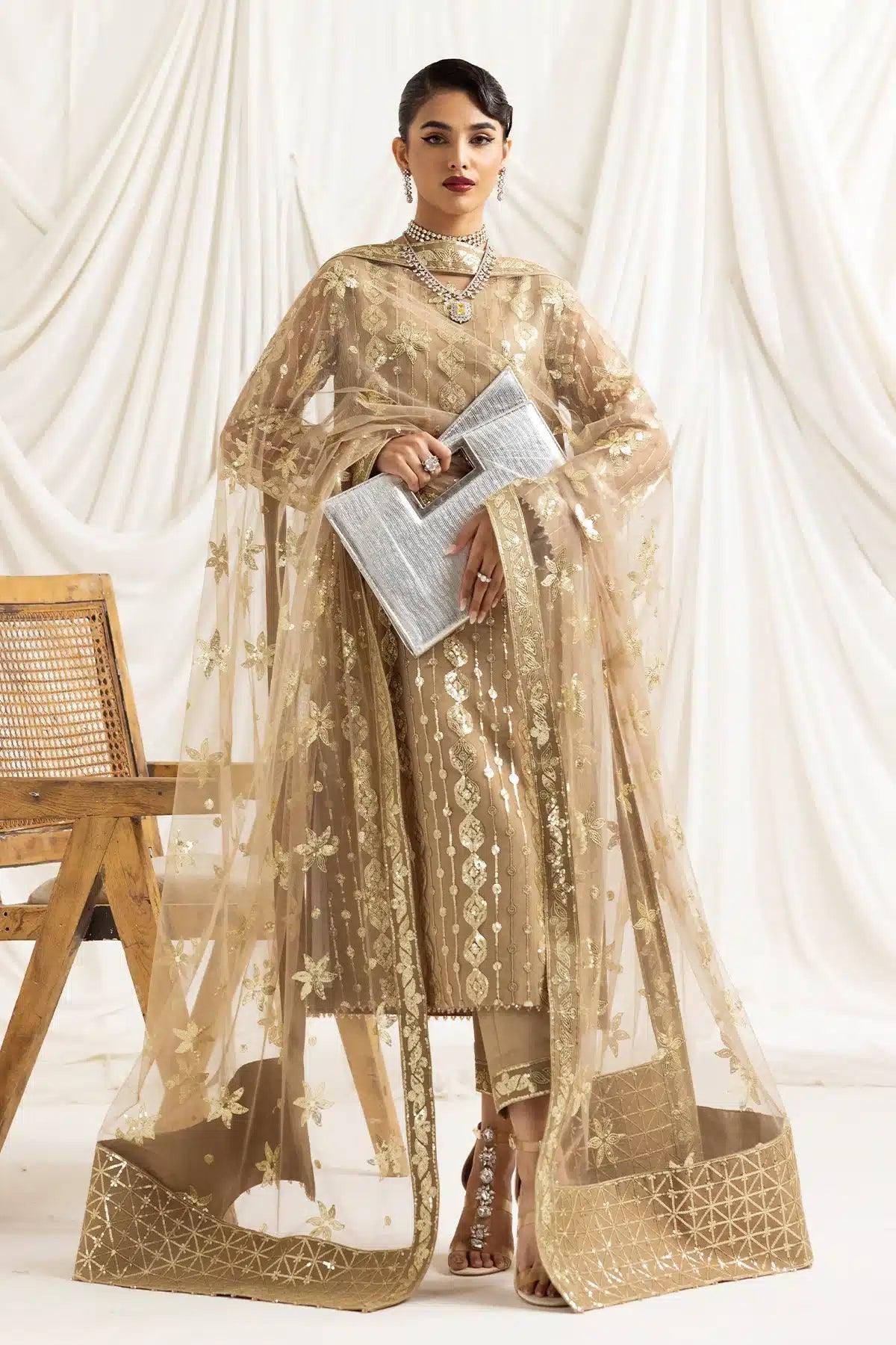 Alizeh | Dua Formals 23 | DUA-V02D01B- AIREEN(IVORY BEIGE) - Aqsa Fabrics