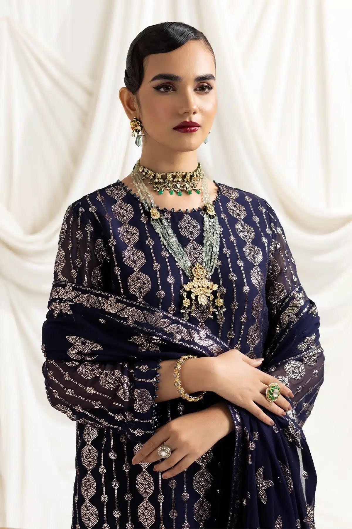 Alizeh | Dua Formals 23 | DUA-V02D01A- AIREEN(NAVY BLUE) - Aqsa Fabrics