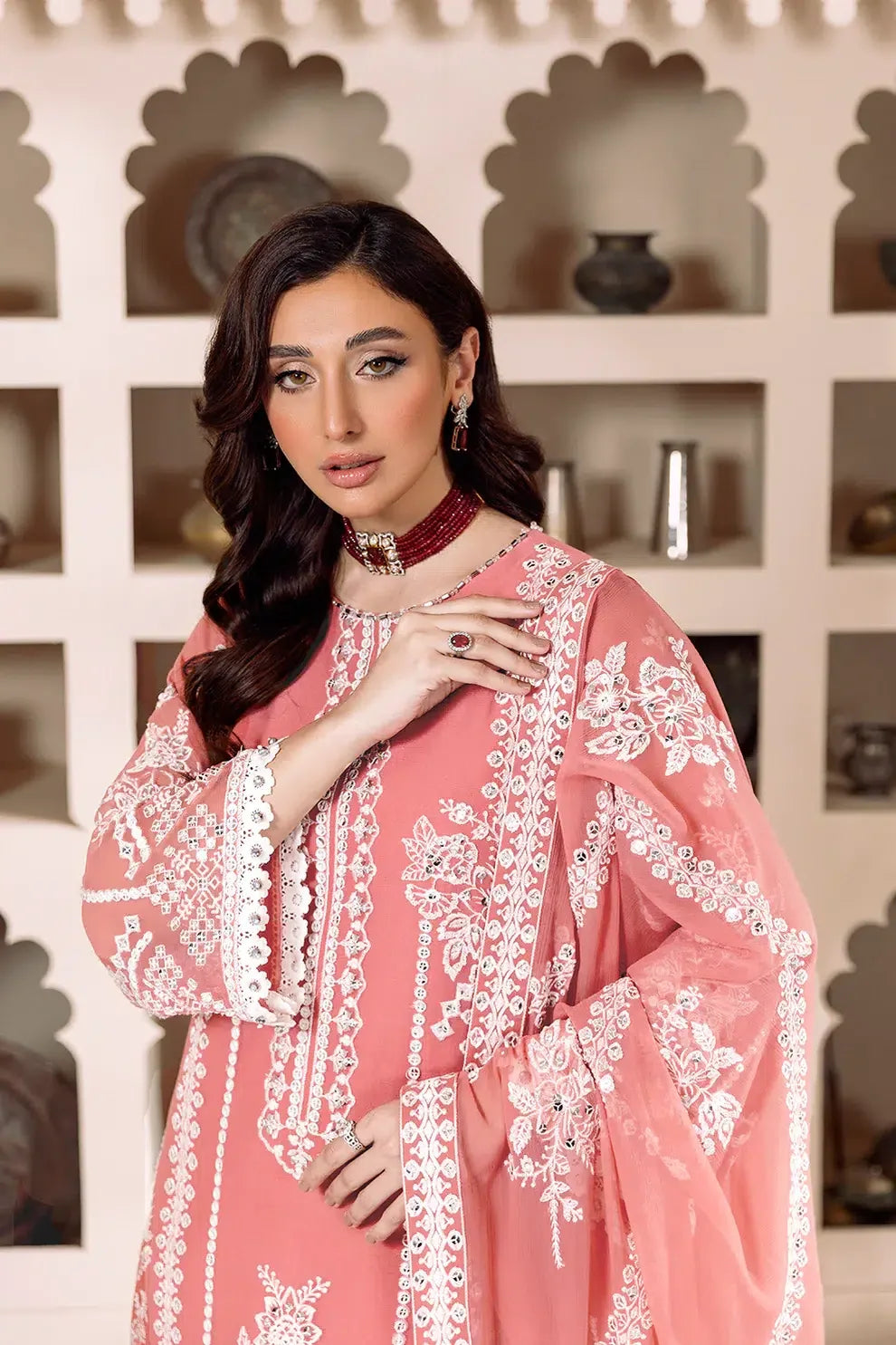 Alizeh | Dua Formals 23 | DUA-V01D04B- MEHRUNISA ( PINK ) - Aqsa Fabrics