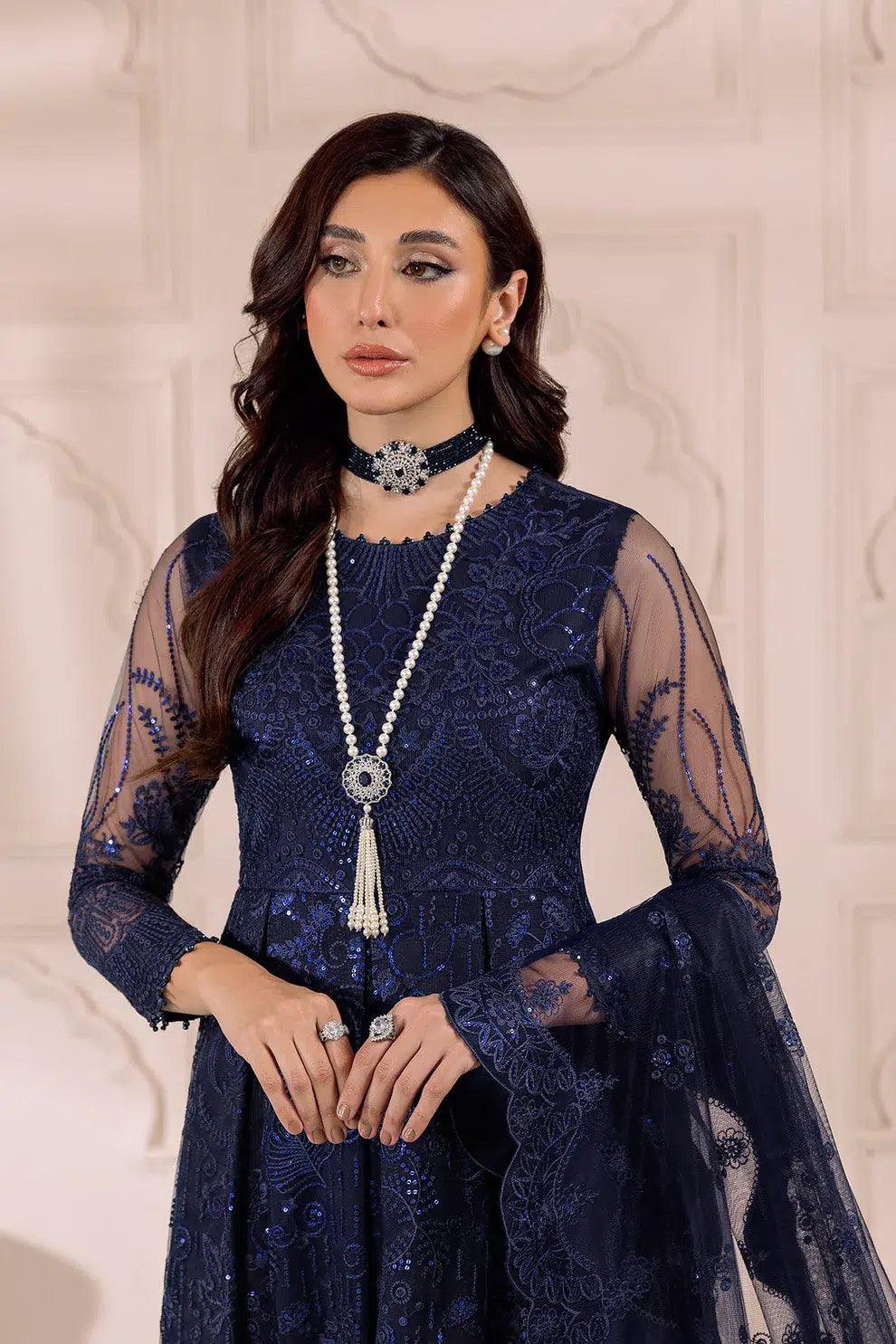 Alizeh | Dua Formals 23 | DUA-V01D01A- KHIRAD ( BLUE ) - Aqsa Fabrics