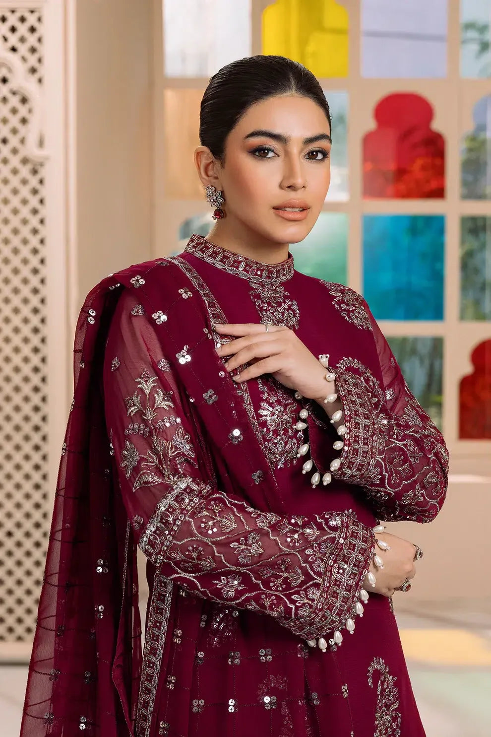 Alizeh | Dua Formals 23 | DUA-V01D06A- AMAYA ( MAGENTA ) - Aqsa Fabrics