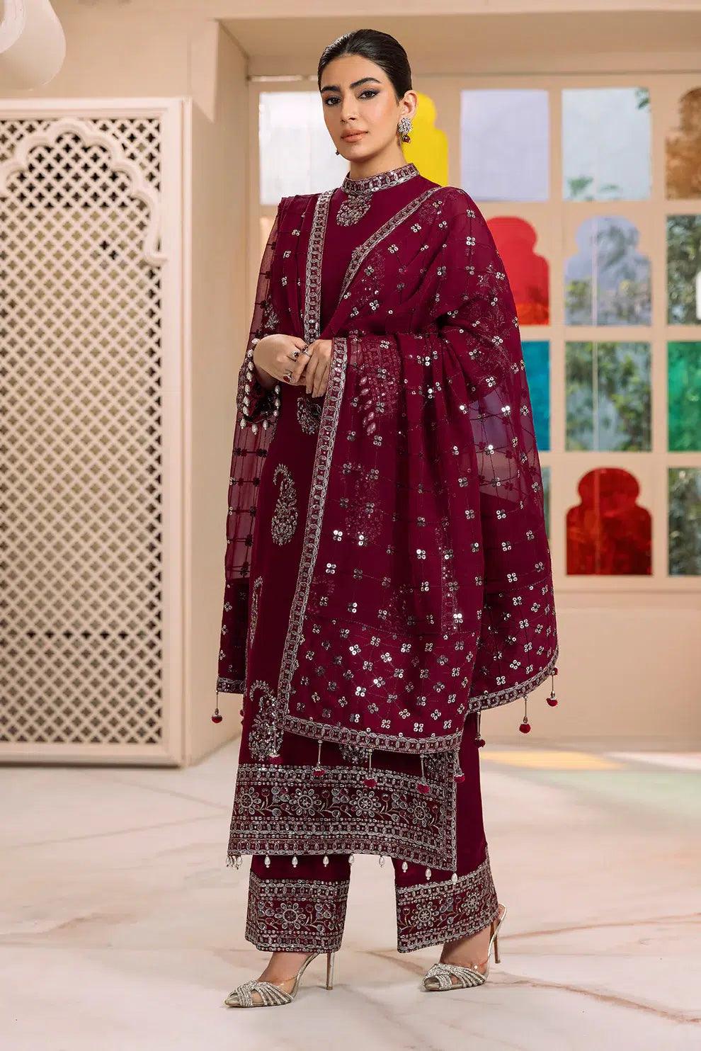 Alizeh | Dua Formals 23 | DUA-V01D06A- AMAYA ( MAGENTA ) - Aqsa Fabrics