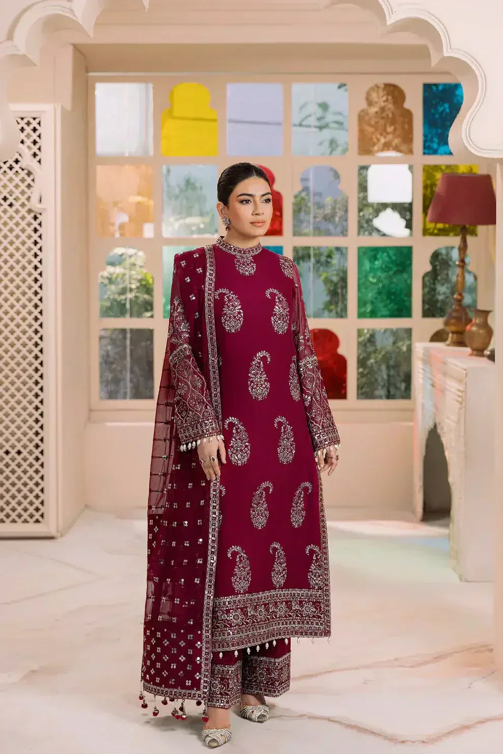 Alizeh | Dua Formals 23 | DUA-V01D06A- AMAYA ( MAGENTA ) - Aqsa Fabrics
