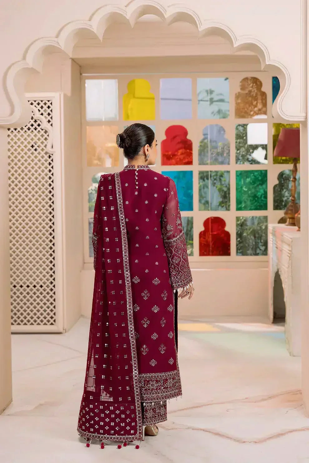 Alizeh | Dua Formals 23 | DUA-V01D06A- AMAYA ( MAGENTA ) - Aqsa Fabrics