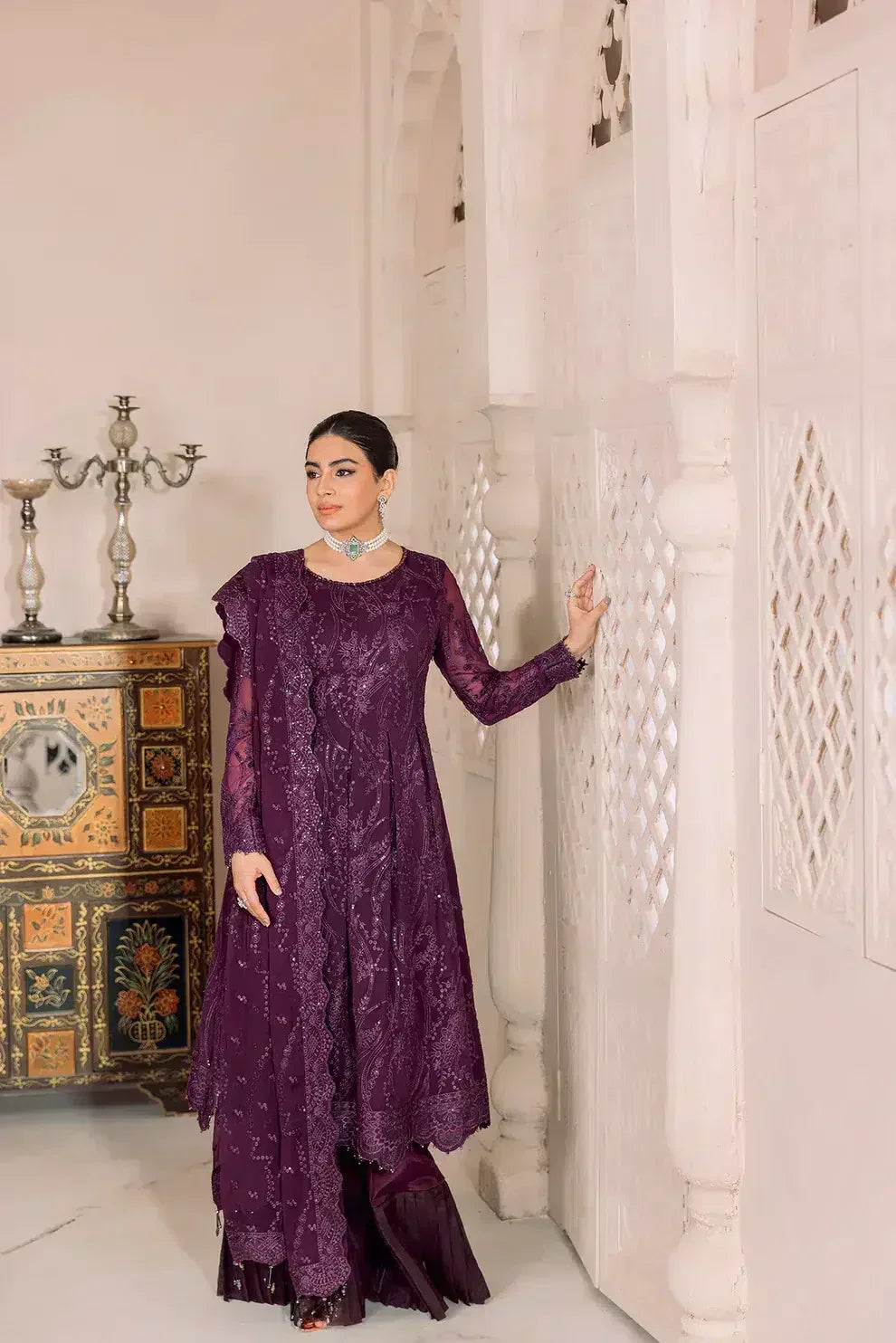 Alizeh | Dua Formals 23 | DUA-V01D03A- SYLVI ( PURPLE ) - Aqsa Fabrics