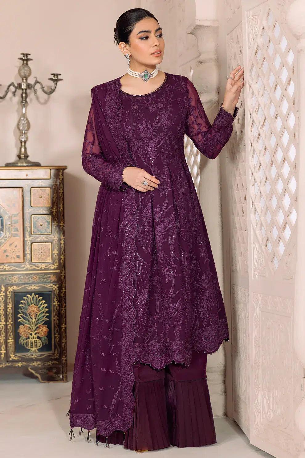 Alizeh | Dua Formals 23 | DUA-V01D03A- SYLVI ( PURPLE ) - Aqsa Fabrics