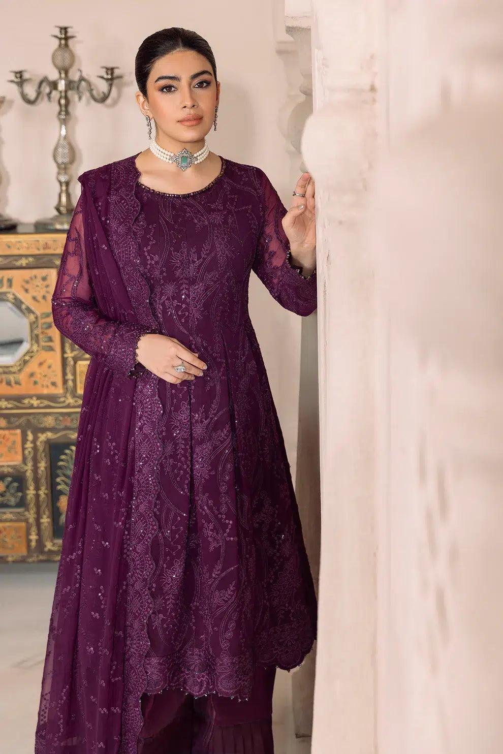 Alizeh | Dua Formals 23 | DUA-V01D03A- SYLVI ( PURPLE ) - Aqsa Fabrics