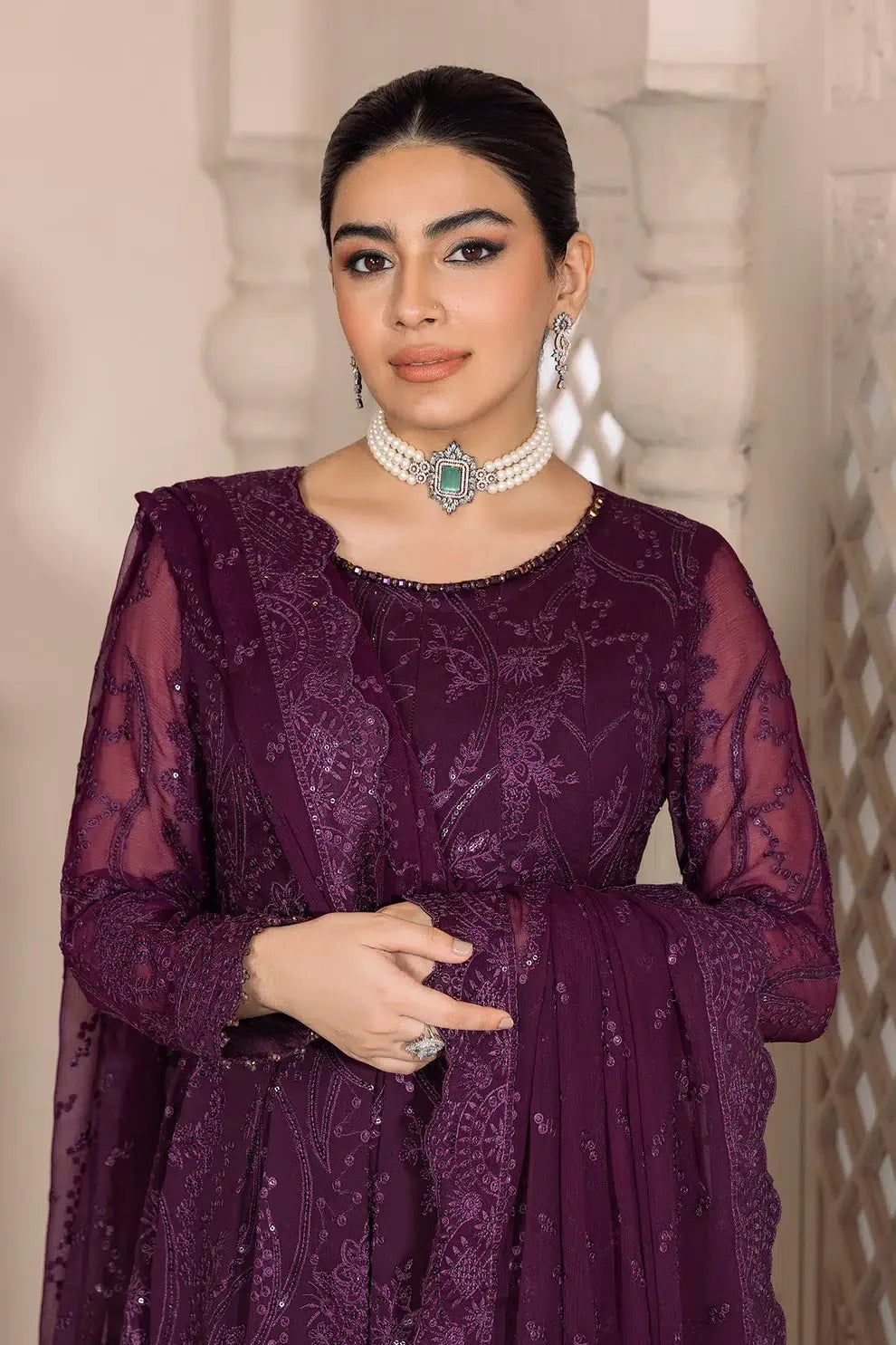 Alizeh | Dua Formals 23 | DUA-V01D03A- SYLVI ( PURPLE ) - Aqsa Fabrics