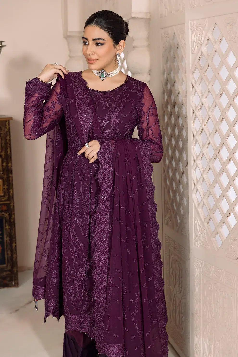 Alizeh | Dua Formals 23 | DUA-V01D03A- SYLVI ( PURPLE ) - Aqsa Fabrics