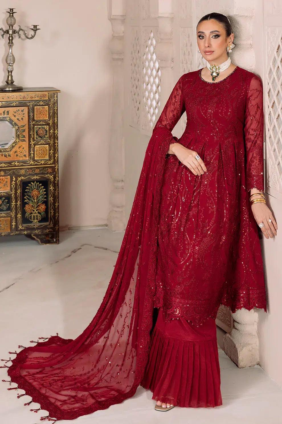 Alizeh | Dua Formals 23 | DUA-V01D03B- SYLVI ( RED ) - Aqsa Fabrics