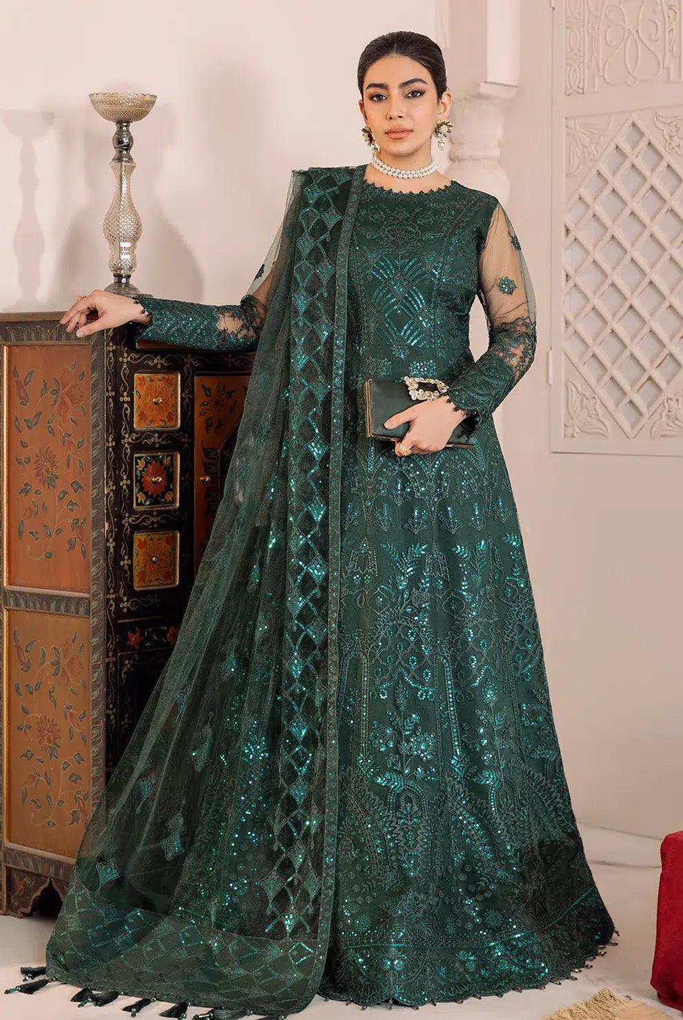 Alizeh | Dua Formals 23 | DUA-V01D05A- RYAN ( GREEN ) - Aqsa Fabrics